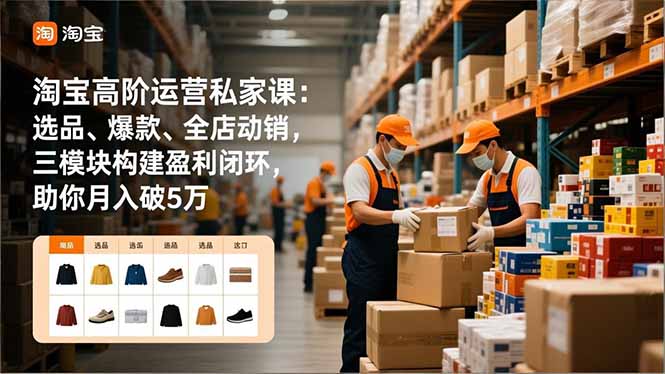 淘宝高阶运营私家课：选品、爆款、全店动销，三模块构建盈利闭环，助你月入破5万(更新12月-拾涧工坊