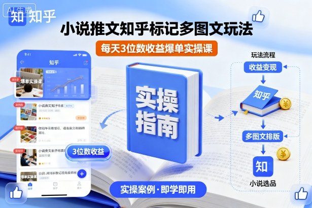 小说推文知乎标记多图文玩法，每天3位数收益爆单实操课-拾涧工坊