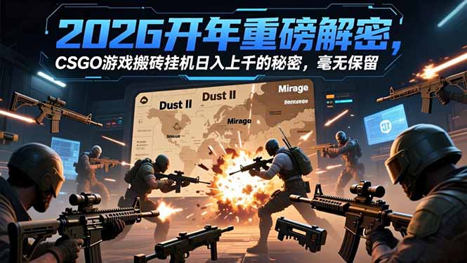 2026开年重磅解密，CSGO游戏搬砖挂机日入上千的秘密，毫无保留-拾涧工坊