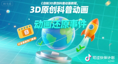 自制3D原创科普动画教程，动画还原事件，抖音最新热门赛道，可过伙伴计划-拾涧工坊