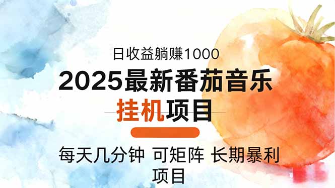 2025年最新番茄音乐人挂机项目，每天几分钟，月入1000＋，可矩阵，一台…-拾涧工坊