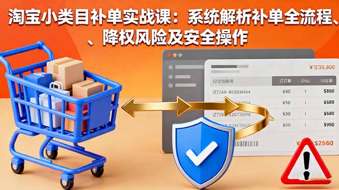 淘宝小类目补单实战课：系统解析补单全流程、降权风险及安全操作-拾涧工坊
