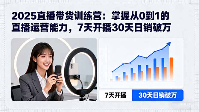 2025直播带货训练营：掌握从0到1的直播运营能力，7天开播30天日销破万-拾涧工坊