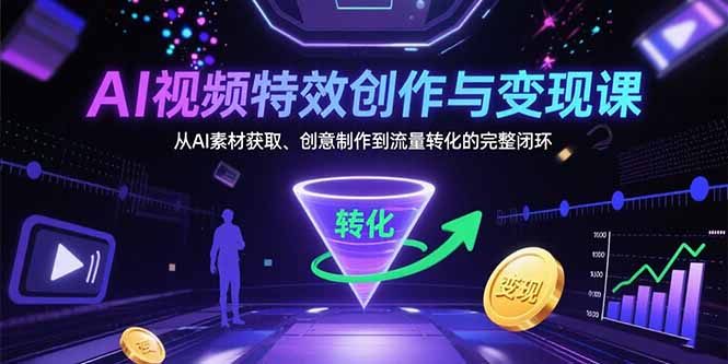 AI视频特效创作与变现课：从AI素材获取、创意制作到流量转化的完整闭环-拾涧工坊