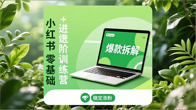 小红书零基础+高阶训练营：安全养号、爆款拆解、长效运营，实现稳定涨粉与变现-拾涧工坊