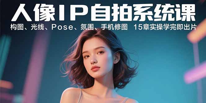 人像IP自拍系统课：构图、光线、Pose、氛围、手机修图 15章实操学完即出片-拾涧工坊