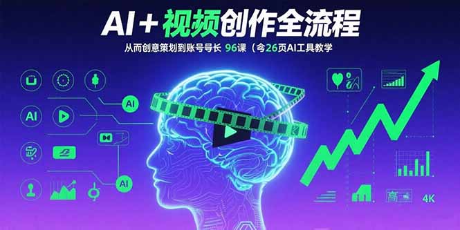 AI+短视频创作全流程：从创意策划到账号增长，96节课(含26项AI工具教学-拾涧工坊