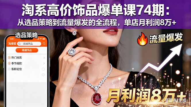 淘系高价饰品爆单课74期：从选品策略到流量爆发的全流程，单店月利润8万+-拾涧工坊