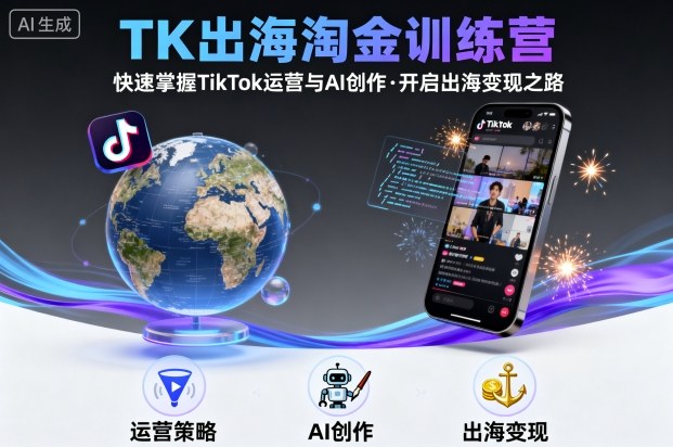 TK出海淘金训练营，助你快速掌握TikTok运营与AI创作，开启出海变现之路-拾涧工坊