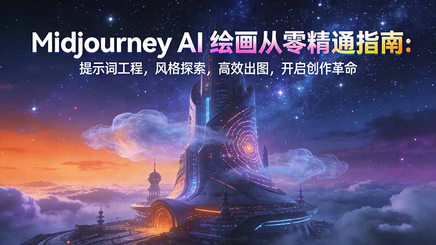 Midjourney AI绘画从零精通指南：提示词工程，风格探索，高效出图，开启创作革命-拾涧工坊