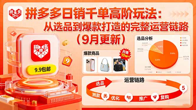 拼多多日销千单高阶玩法：从选品到爆款打造的完整运营链路(9月更新-拾涧工坊