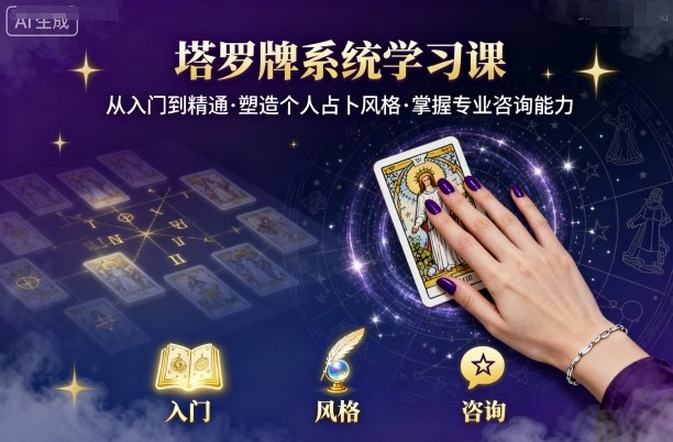 塔罗牌系统学习课，助你从入门到精通，塑造个人占卜风格，掌握专业咨询能力-拾涧工坊