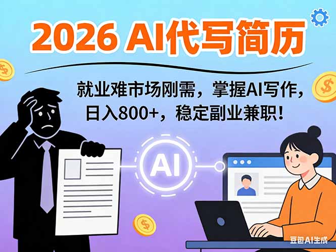 AI代写简历，超暴利，用万能模板月入1-3万实战教程，2026年市场刚需！-拾涧工坊