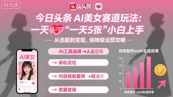 今日头条AI美女赛道玩法，一天轻松5张，小白轻松上手-拾涧工坊