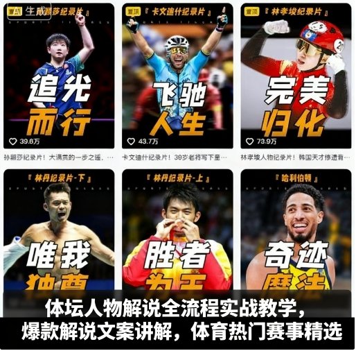 体坛人物解说全流程实战教学，爆款解说文案讲解，体育热门赛事精选-拾涧工坊