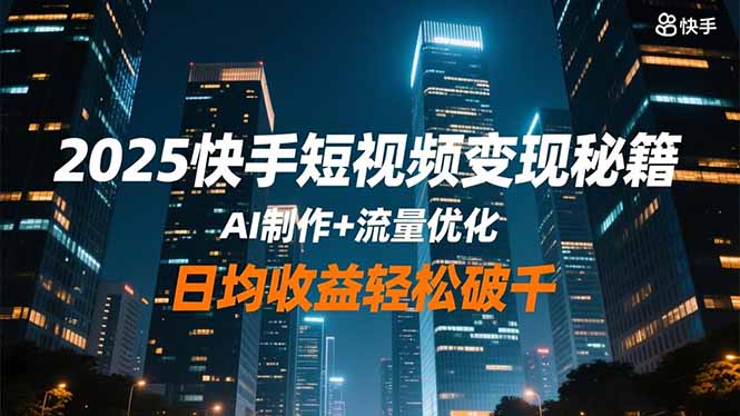 2025快手短视频变现秘籍，AI制作+流量优化，日均收益轻松破千-拾涧工坊