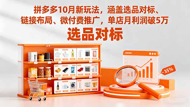 拼多多10月新玩法，涵盖选品对标、链接布局、微付费推广，单店月利润破5万-拾涧工坊