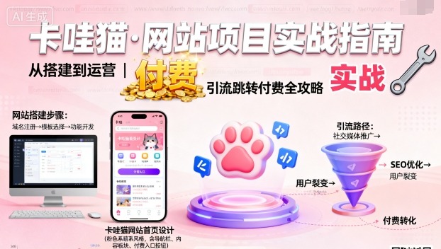 卡哇猫·网站项目，网站搭建与运营以及引流跳转付费-拾涧工坊