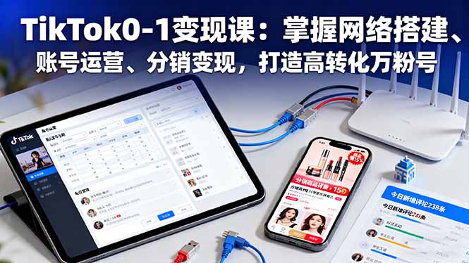 TikTok0-1变现课：掌握网络搭建、账号运营、分销变现，打造高转化万粉号-拾涧工坊