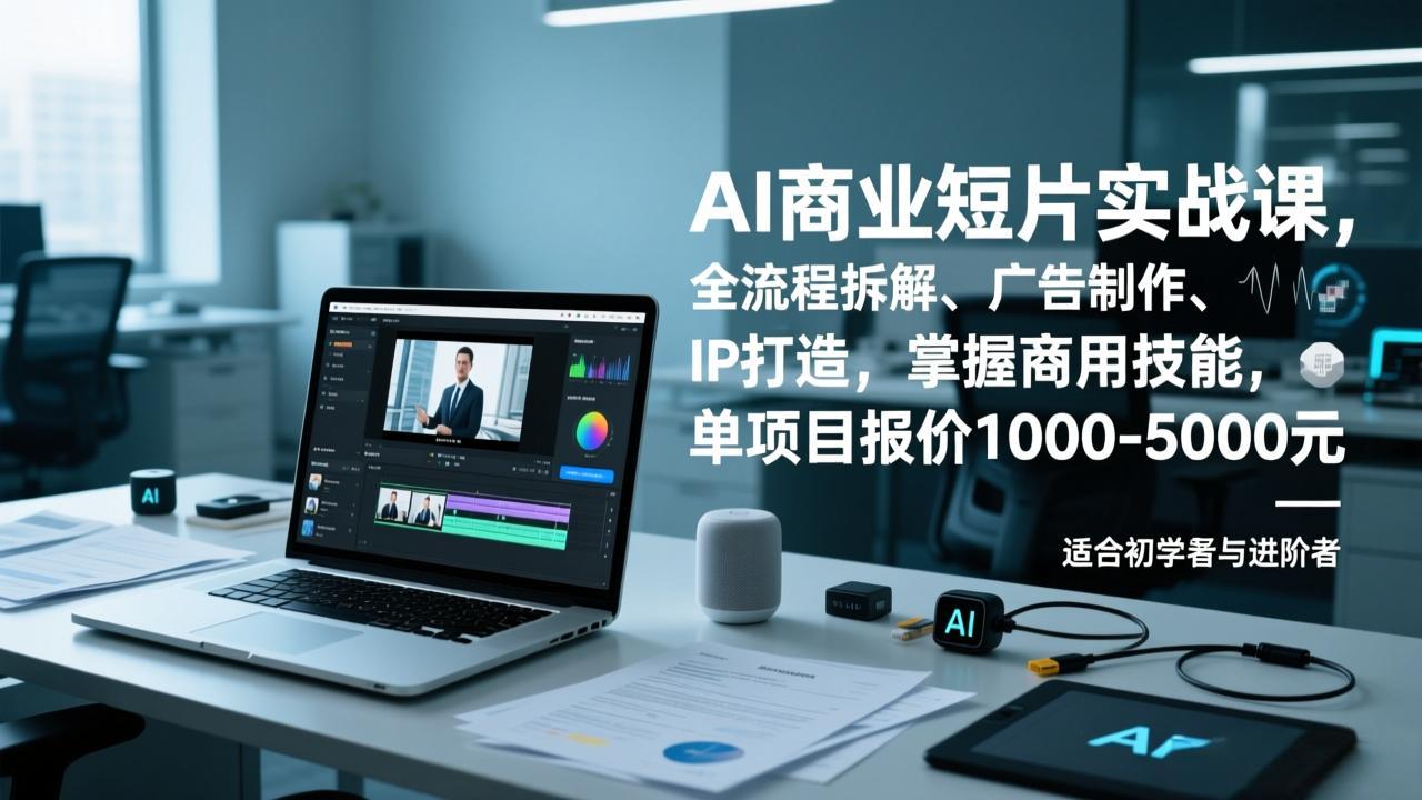 AI商业短片实战课，全流程拆解、广告制作、IP打造，掌握商用技能，单项目报价1000-5000元-拾涧工坊