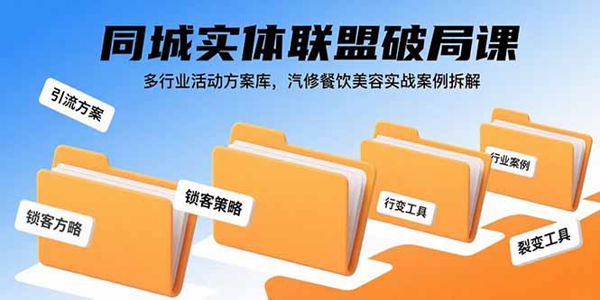 同城实体联盟破局课，多行业活动方案库，汽修餐饮美容实战案例拆解-拾涧工坊